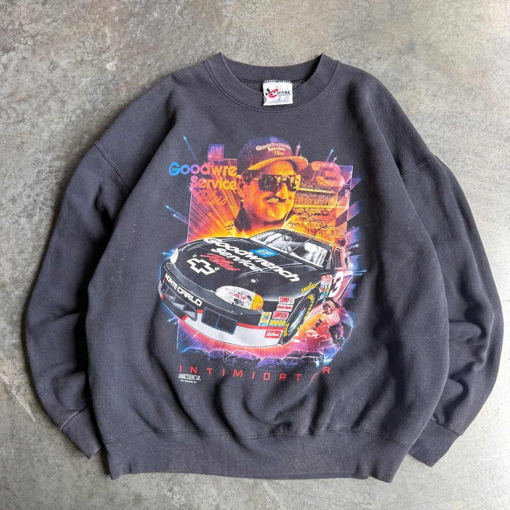 Vintage Nascar Dale Earnhardt The Intimidator Sweatshirt Mens XL Black 90s USA